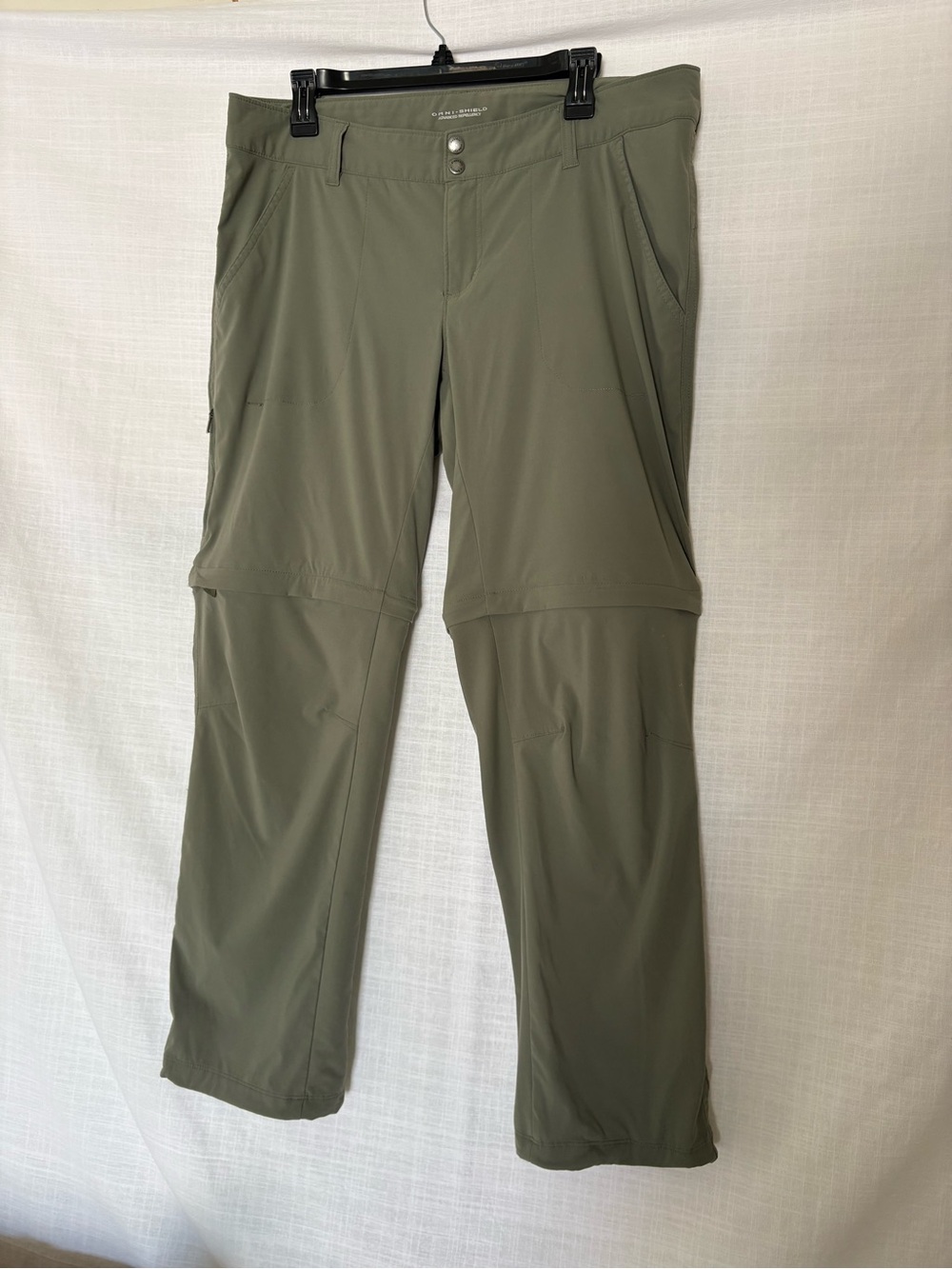 Columbia Omni-Shield Olive Pants Advanced Repellency Convertible Hiking Size 14S